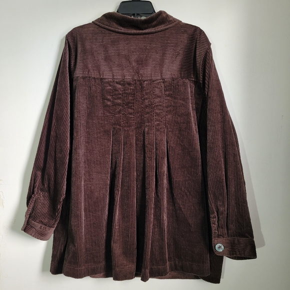 Woman Within Corduroy Chore Jacket Women’s Sz XL Brown Button Front Pleated Back - Picture 9 of 9
